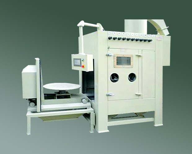 石英坩堝專用噴砂機(jī)，電動(dòng)轉(zhuǎn)臺(tái)自動(dòng)噴砂機(jī)